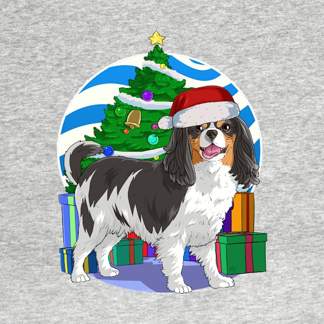 Cavalier King Charles Spaniel Cute Santa Christmas Gift by Noseking